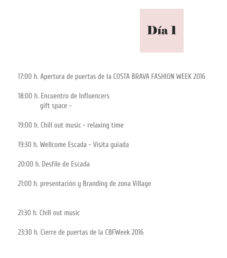 Costa Brava Fashion Week agenda
